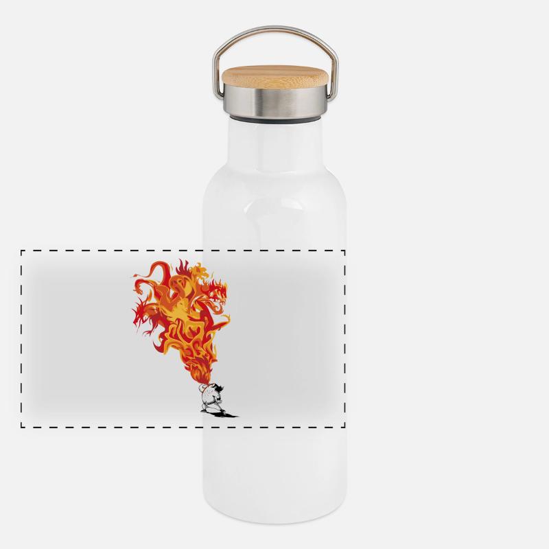 Feuerschlucker Panorama Thermosflasche mit Bambusdeckel