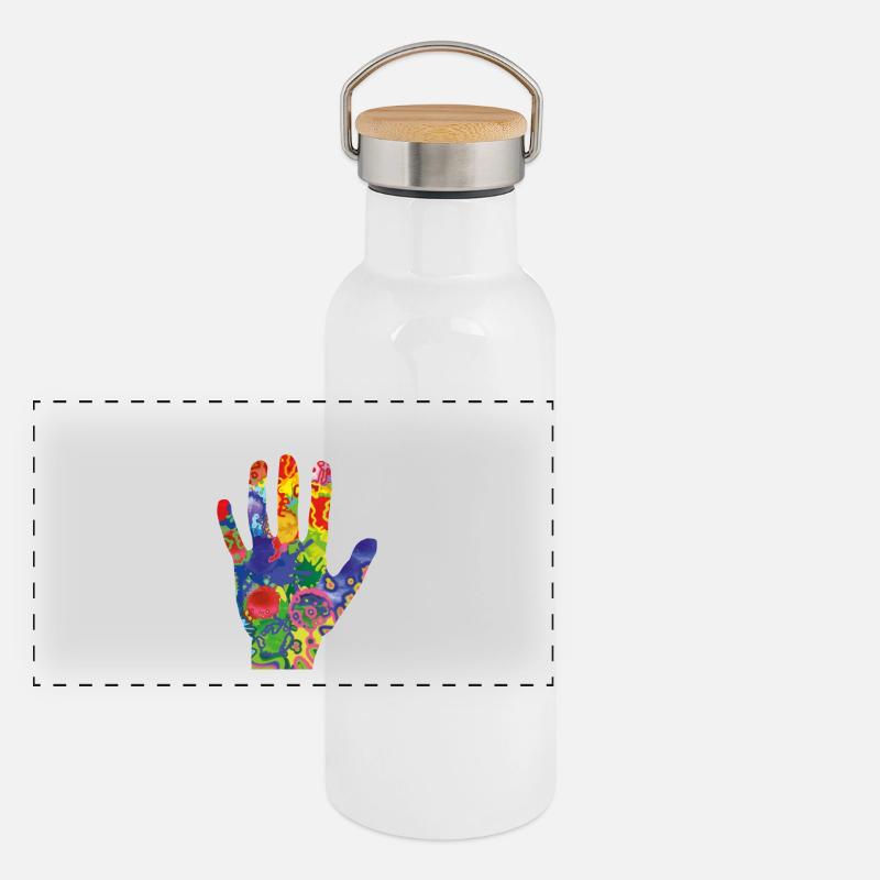 Bunte Hand Panorama Thermosflasche mit Bambusdeckel