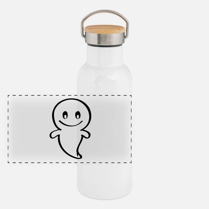 Friendly Ghost Halloween Haunted Panoramic Thermal Bottle with Bamboo Lid