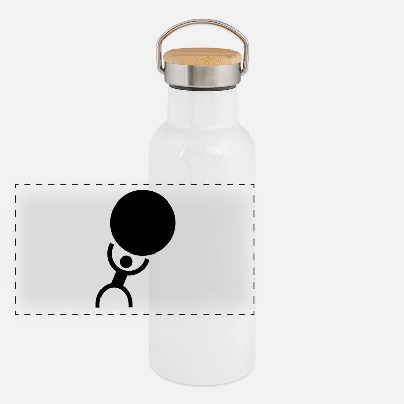 Starker Mann | Bodybuilding | Bodybuilder Gewichte Panorama Thermosflasche mit Bambusdeckel