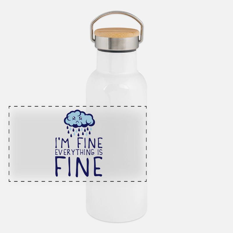 quote cloud i am fine everything sad depressed Panoramic Thermal Bottle with Bamboo Lid