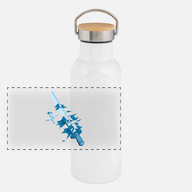 Motif épée samouraï japon Gourde isotherme avec bouchon en bambou