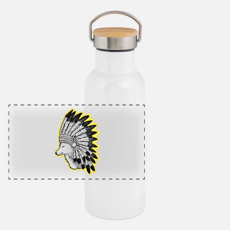 Wolf Panorama Thermosflasche mit Bambusdeckel