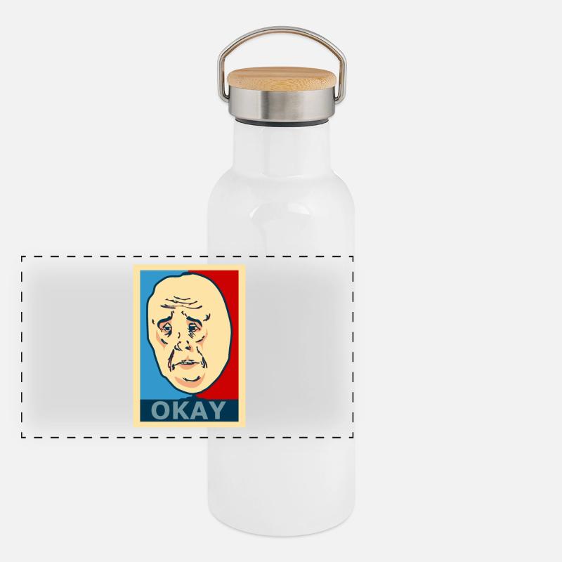 Okay Face Panorama Thermosflasche mit Bambusdeckel