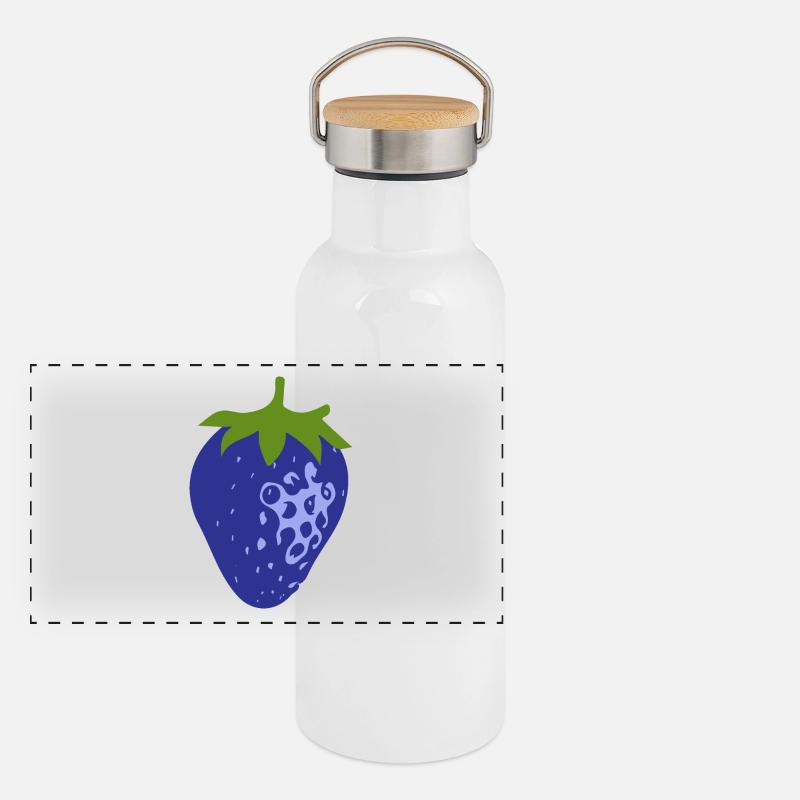 Blue strawberry Panoramic Thermal Bottle with Bamboo Lid