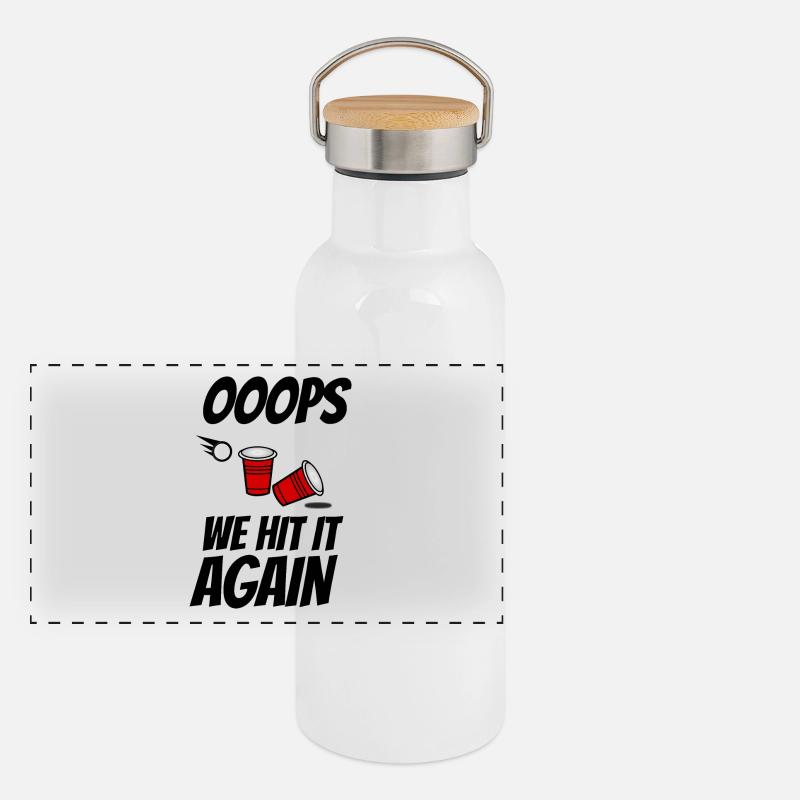 Oops we hit it again Beer Pong Panorama Thermosflasche mit Bambusdeckel