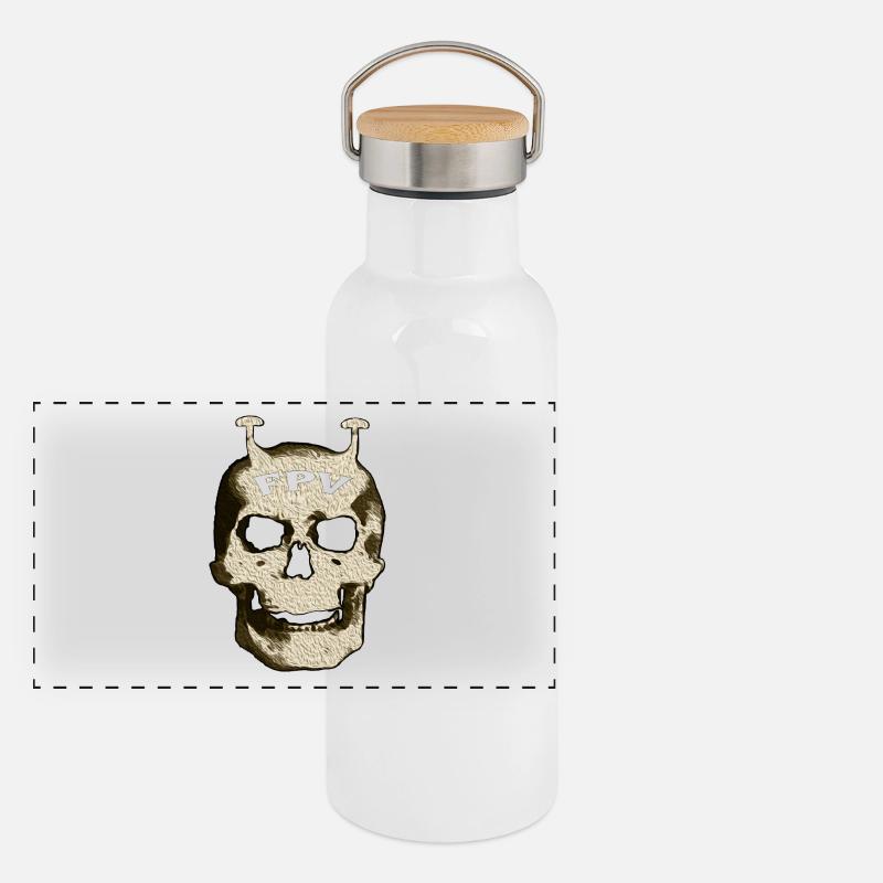FPV Crâne de mort Gourde isotherme avec bouchon en bambou