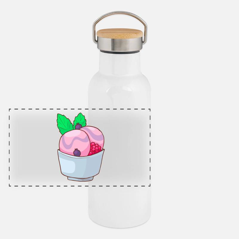 Eis Speiseeis Eiskrem Eiscreme Kugeleis Eisbecher Panorama Thermosflasche mit Bambusdeckel