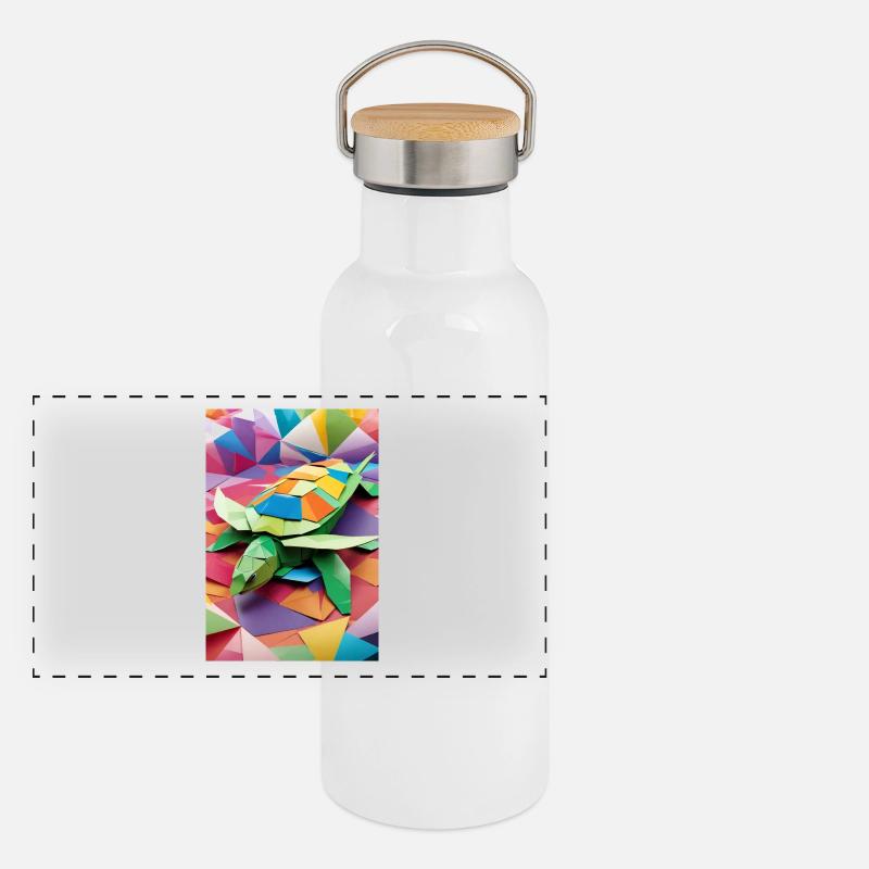 Rainbow Shell - Origami Turtle Panoramic Thermal Bottle with Bamboo Lid