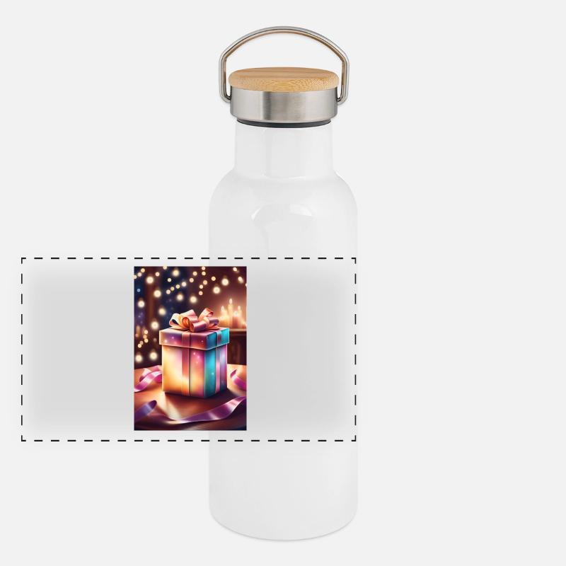 Super süße Weihnachtsgeschenkbox Panorama Thermosflasche mit Bambusdeckel