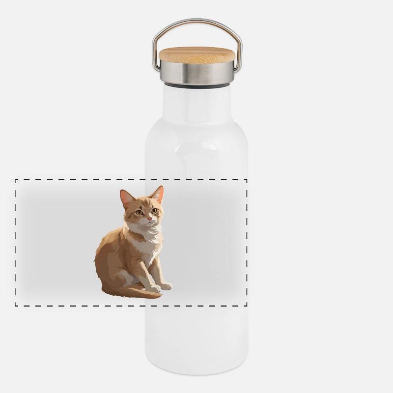 Cute Cat - Pet Cat Design Panorama Thermosflasche mit Bambusdeckel