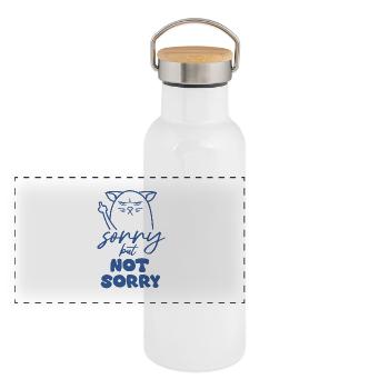 Sorry but not sorry - Panorama Thermosflasche mit Bambusdeckel - Weiß - Vorne