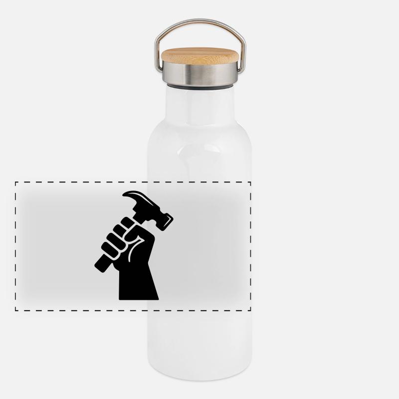 Marteau à la main, bricoleur, ouvrier, réparation, réparation Gourde isotherme avec bouchon en bambou