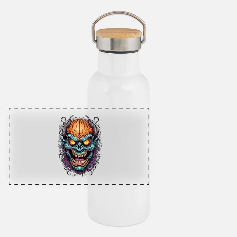 Masque Néon Démoniaque Gourde isotherme avec bouchon en bambou