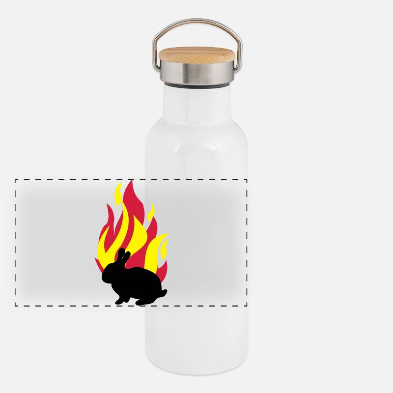 Lapin avec le feu Gourde isotherme avec bouchon en bambou