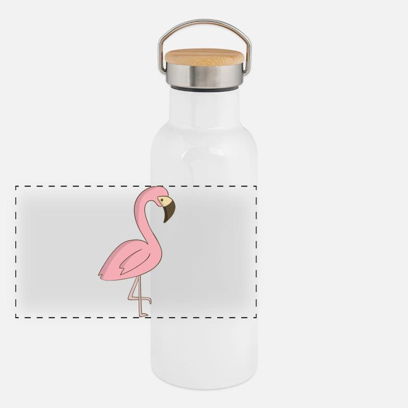 Flamingo Gourde isotherme avec bouchon en bambou