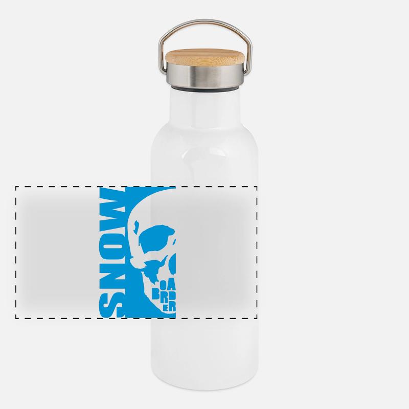 snow boarder skull Gourde isotherme avec bouchon en bambou