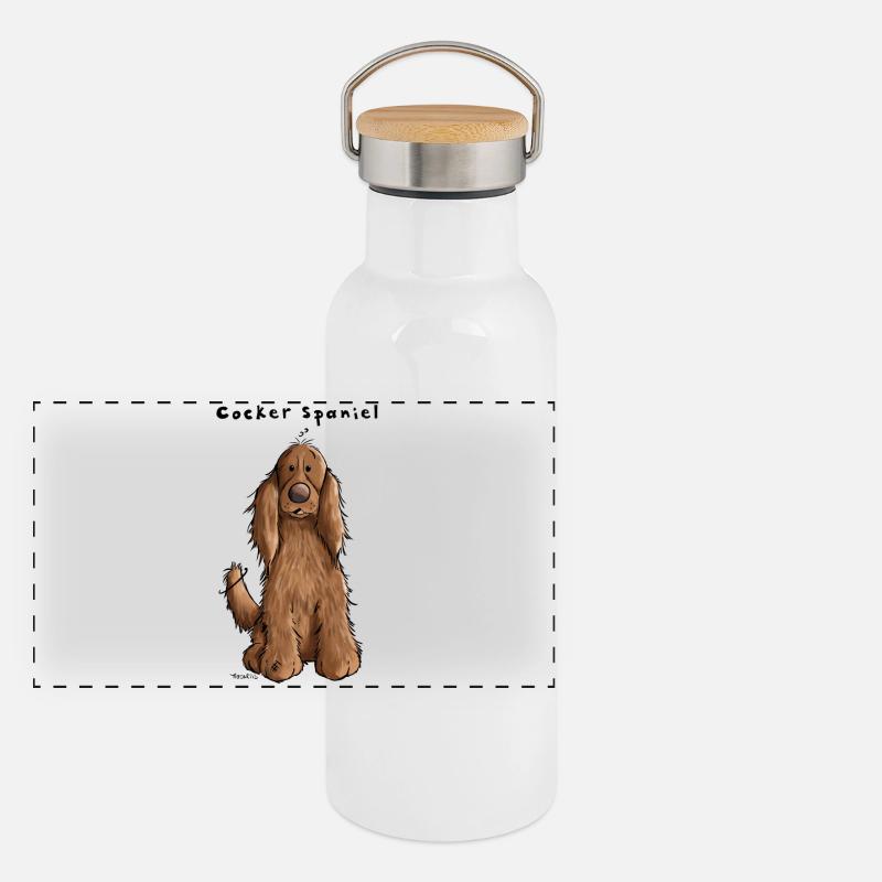 Funny Cocker Spaniel Panoramic Thermal Bottle with Bamboo Lid