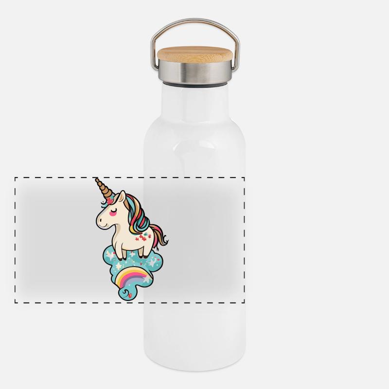 Pastel Unicorn Rainbow Dream Panoramic Thermal Bottle with Bamboo Lid