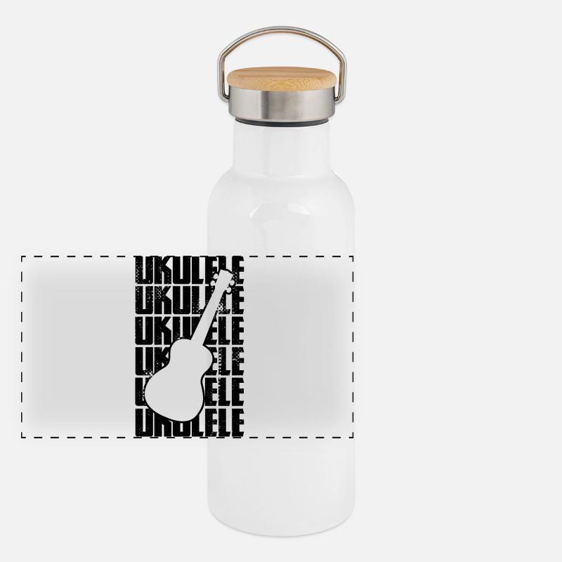 Musique ukulélé Gourde isotherme avec bouchon en bambou