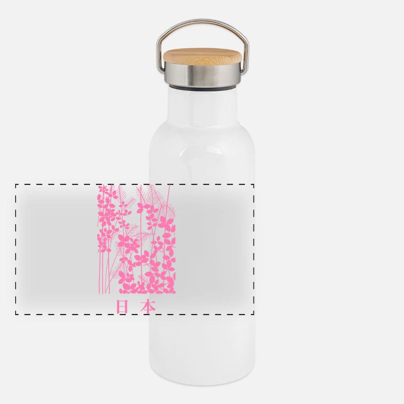 Japan (dunkel) Panorama Thermosflasche mit Bambusdeckel