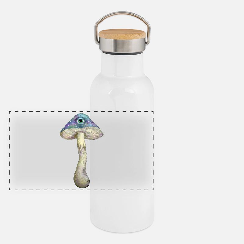 Einäugiger Regenbogenpilz Panorama Thermosflasche mit Bambusdeckel