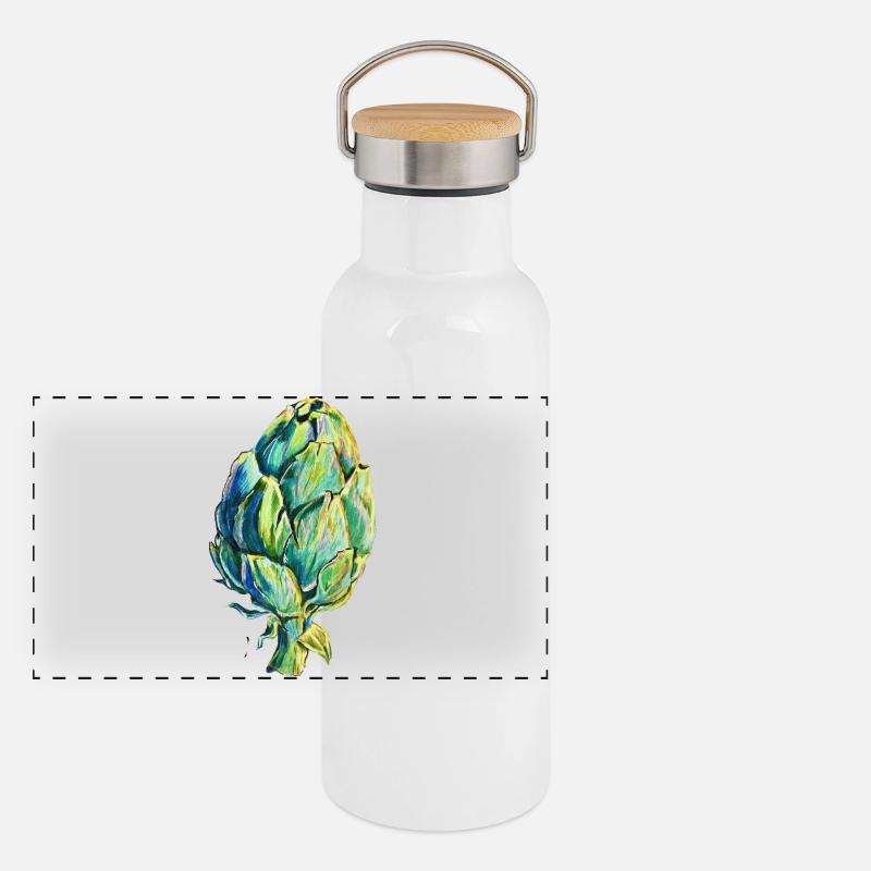Artischocke solo Panorama Thermosflasche mit Bambusdeckel