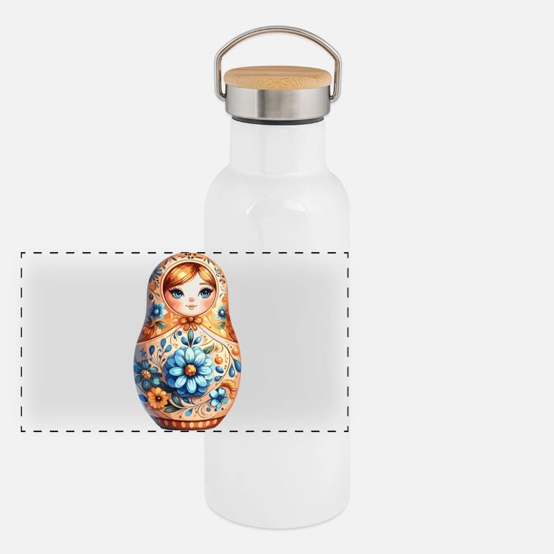 Matryoshka Noble Gift Panoramic Thermal Bottle with Bamboo Lid