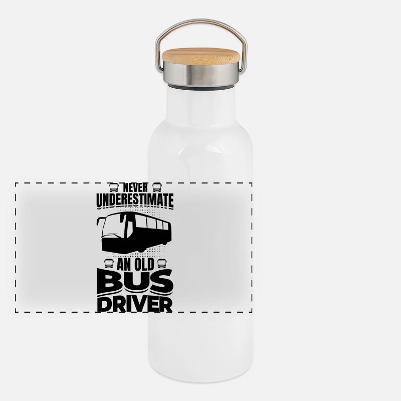 Busfahrer Großvater Panorama Thermosflasche mit Bambusdeckel