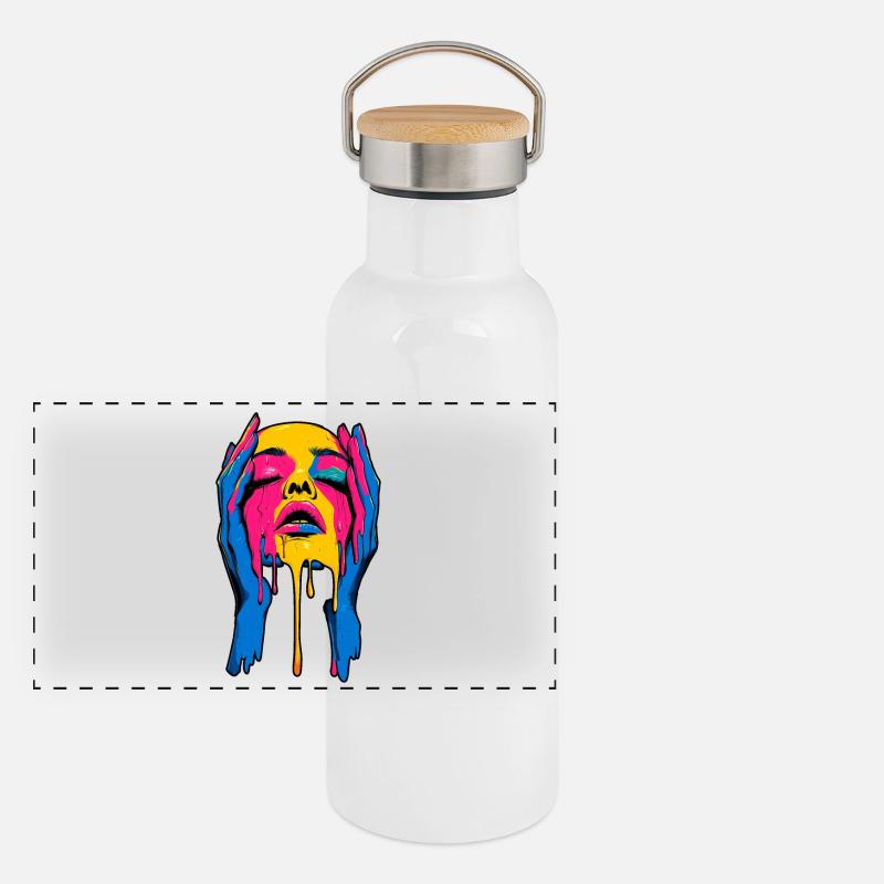 Melting Face Panorama Thermosflasche mit Bambusdeckel