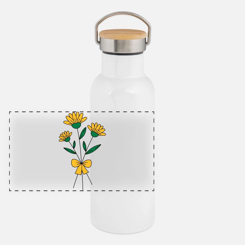 Bouquet de fleurs tricolore Gourde isotherme avec bouchon en bambou