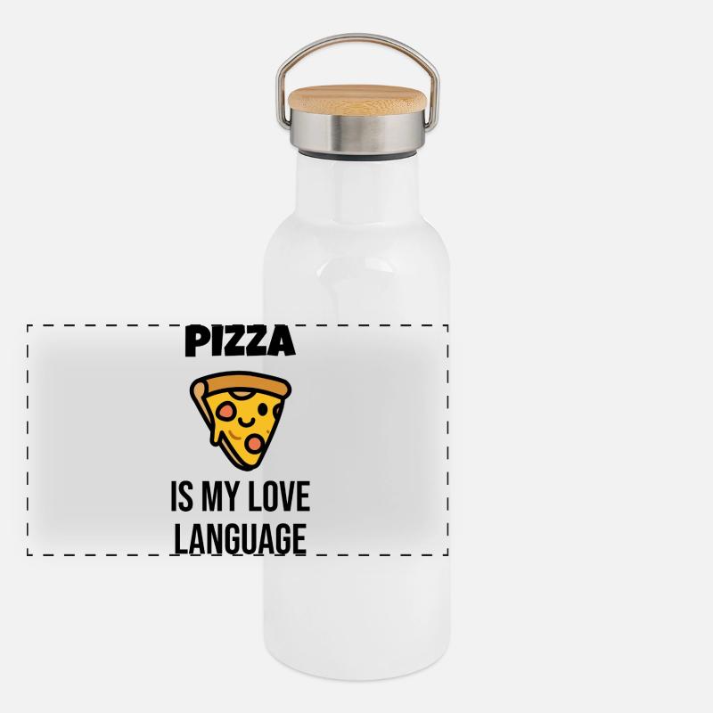 Tranche de pizza Caractère Gourde isotherme avec bouchon en bambou