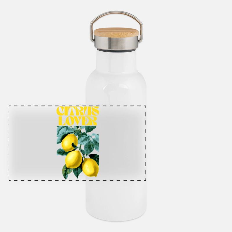 Citrus Lover Botanisches Design Panorama Thermosflasche mit Bambusdeckel