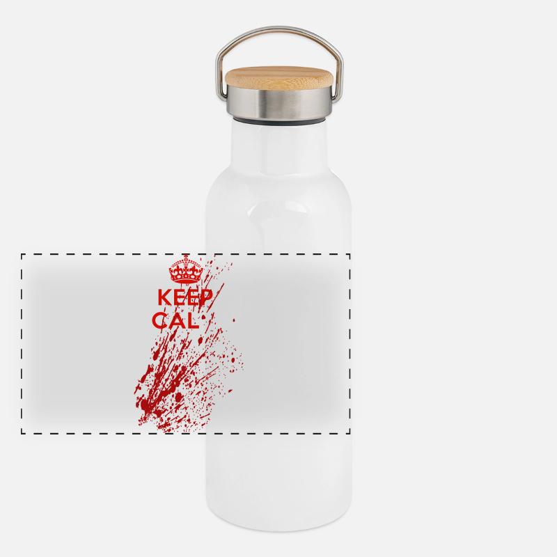 Keep Calm Splatter - Dicton d’horreur sanglant Gourde isotherme avec bouchon en bambou