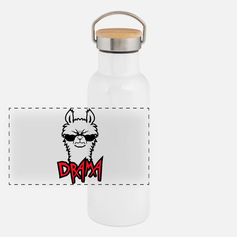 Lama Cool Wütend Sonnenbrille Pelzig Sauer Alpaka Panorama Thermosflasche mit Bambusdeckel
