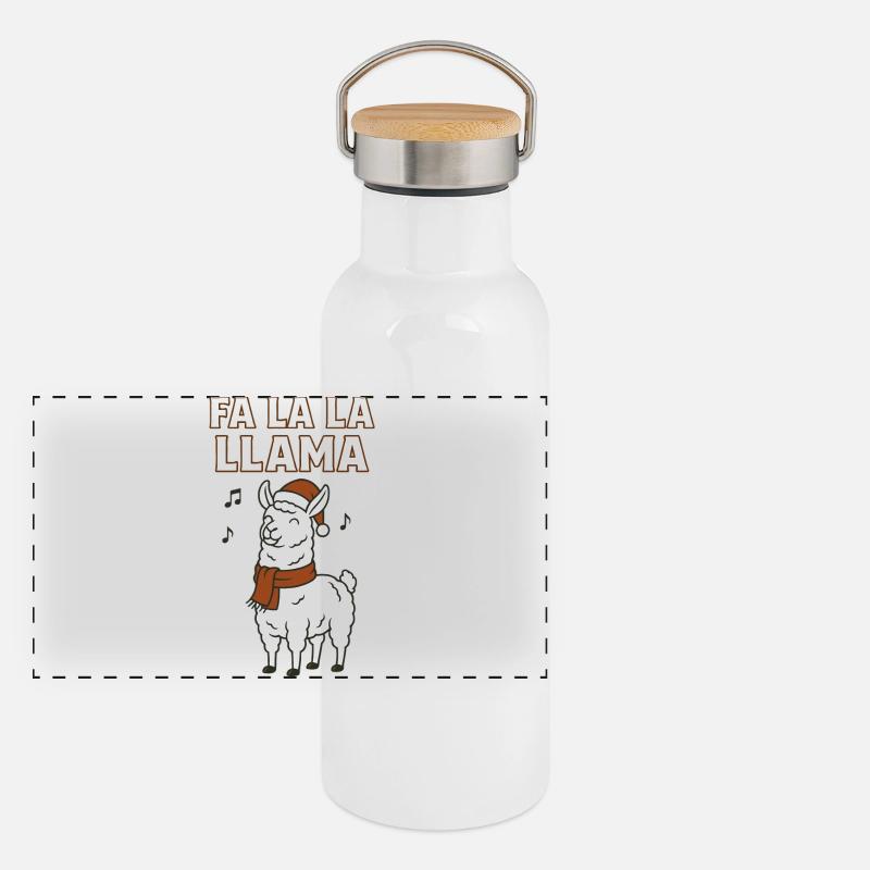 Fa La La Llama Noël Drôle de vacances Gourde isotherme avec bouchon en bambou