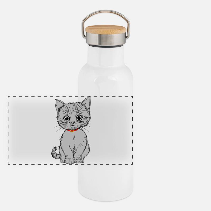 Grau Panorama Thermosflasche mit Bambusdeckel