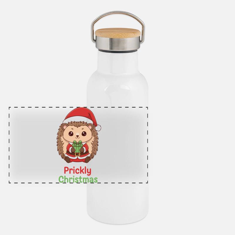 Hérisson de Noël épineux Gourde isotherme avec bouchon en bambou