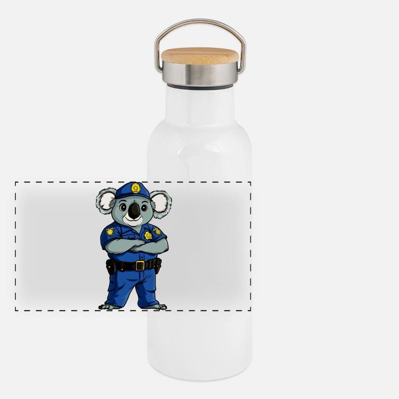 Koala Policeman / Koala Bear Panoramic Thermal Bottle with Bamboo Lid