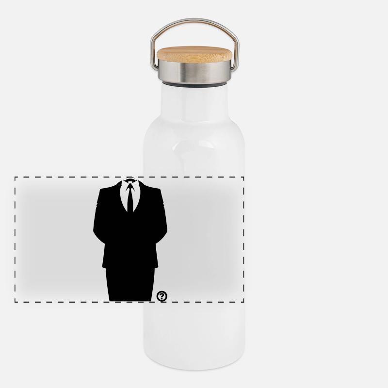 Anon Suit Hacker Mask Shirt - Panoramic Thermal Bottle with Bamboo Lid - white