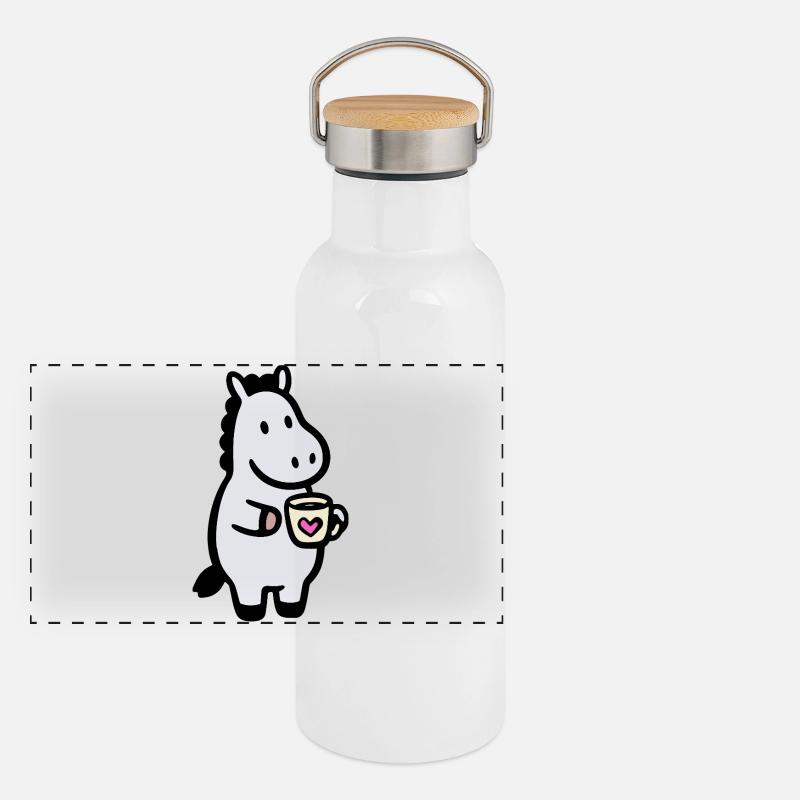 HerzHippo Kaffee Begleiter Panorama Thermosflasche mit Bambusdeckel