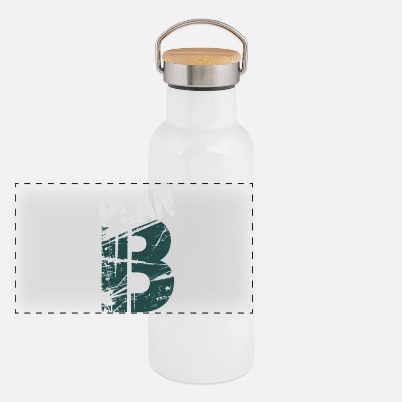 Grunge 13 Numerisches Glyph Panorama Thermosflasche mit Bambusdeckel