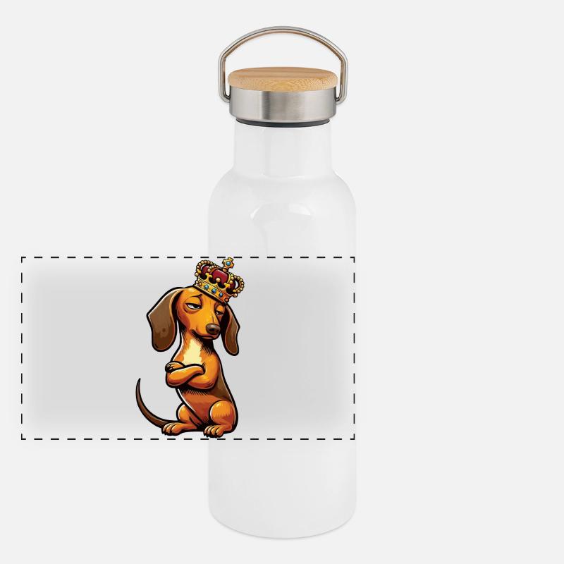 Dackel Dackelbesitzer Dackelhalter Dackelliebhaber Panorama Thermosflasche mit Bambusdeckel