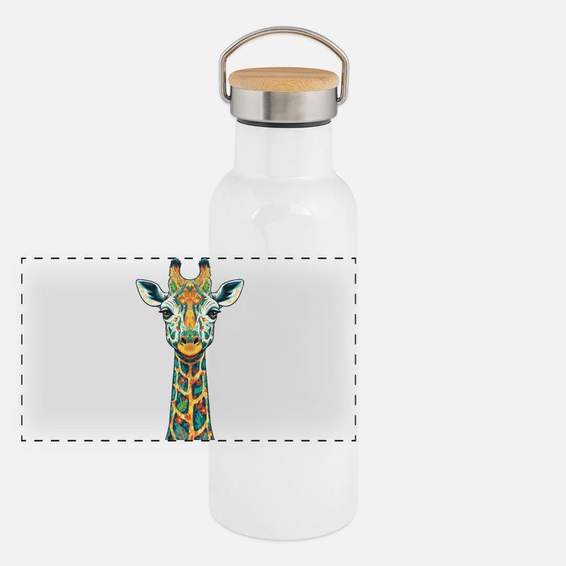 Colorful giraffe art print Panoramic Thermal Bottle with Bamboo Lid