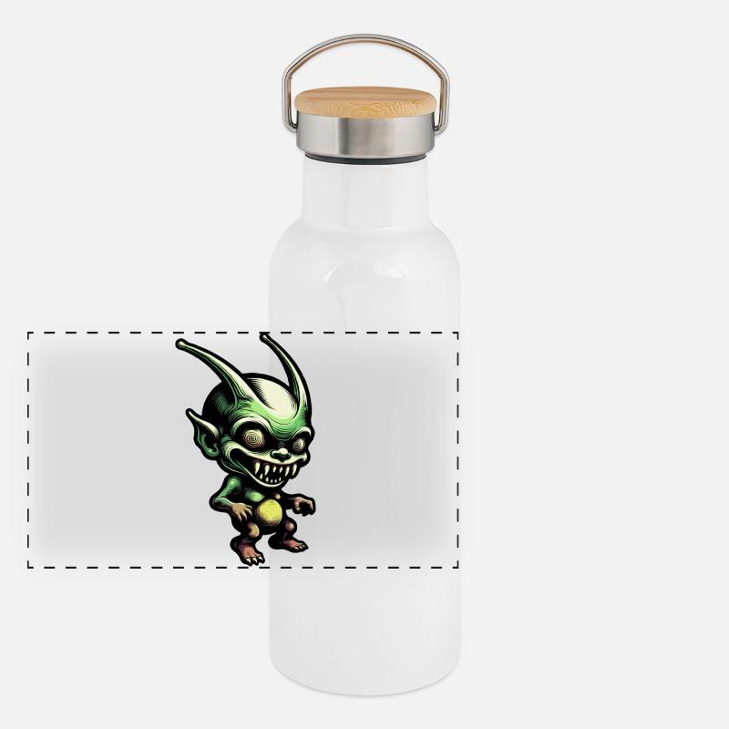 Green Goblin im Retro-Comic-Stil Panorama Thermosflasche mit Bambusdeckel