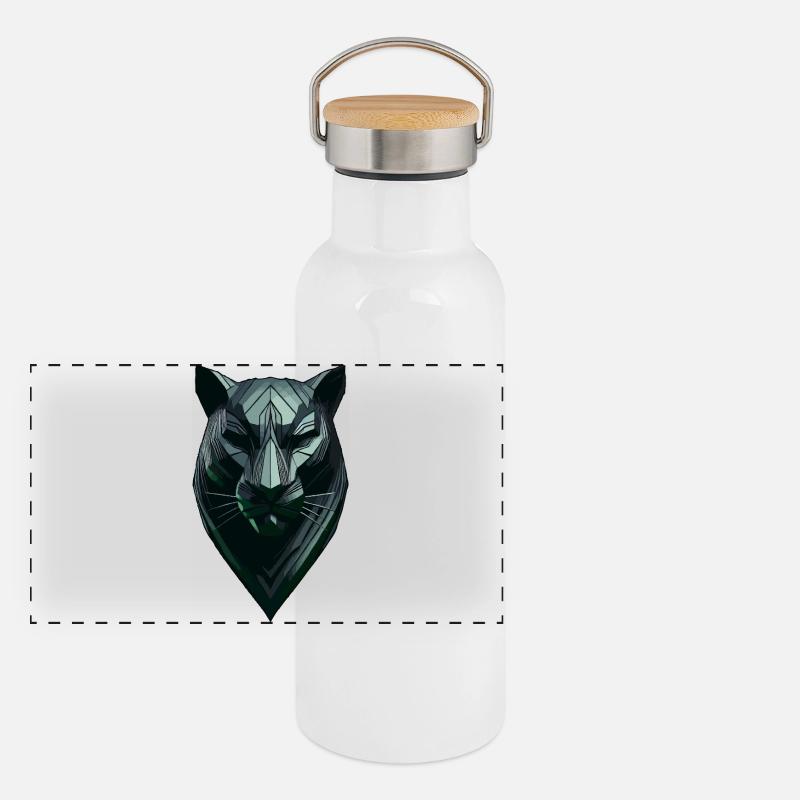 Abstracte zwarte panter Panorama Thermosflasche mit Bambusdeckel