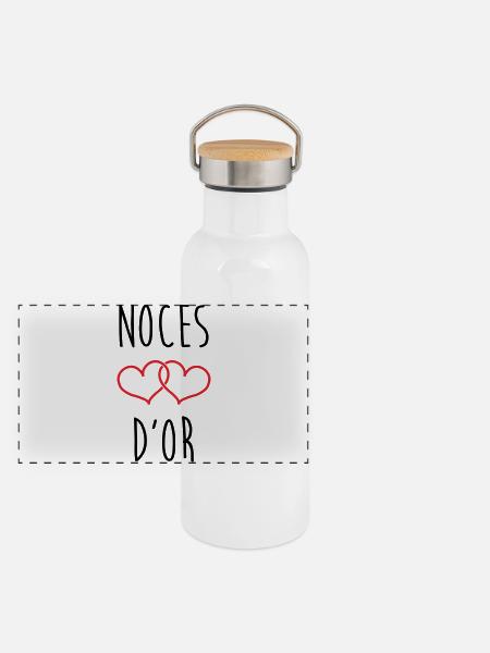 Golden Wedding 50 years - Panoramic Thermal Bottle with Bamboo Lid - white - Front