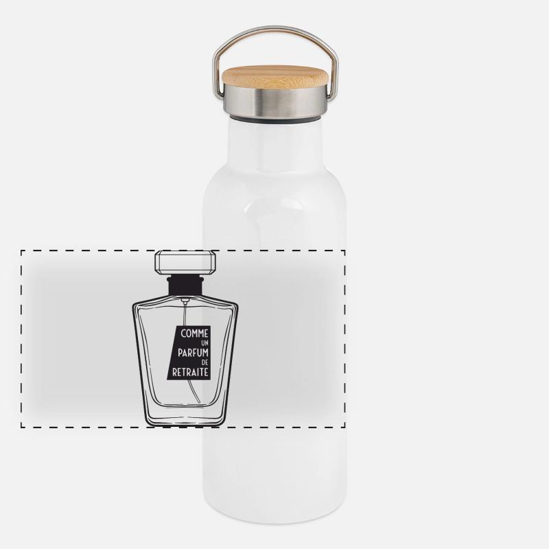 Men's Ruhestandsparfum (schwarzer Text) Panorama Thermosflasche mit Bambusdeckel