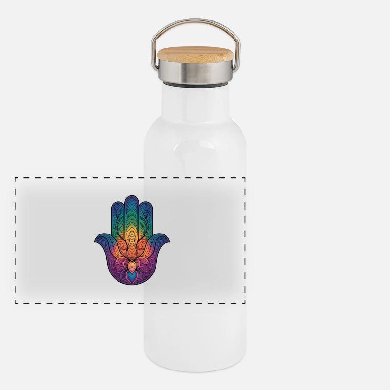 Hamsa Panorama Thermosflasche mit Bambusdeckel
