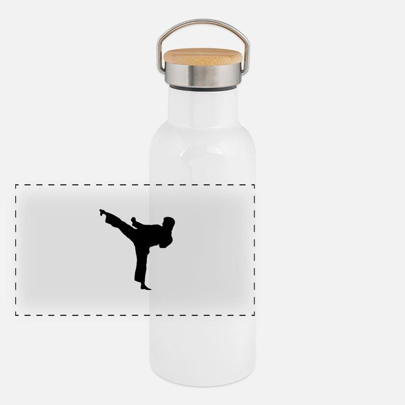 Highkick nach links Panorama Thermosflasche mit Bambusdeckel